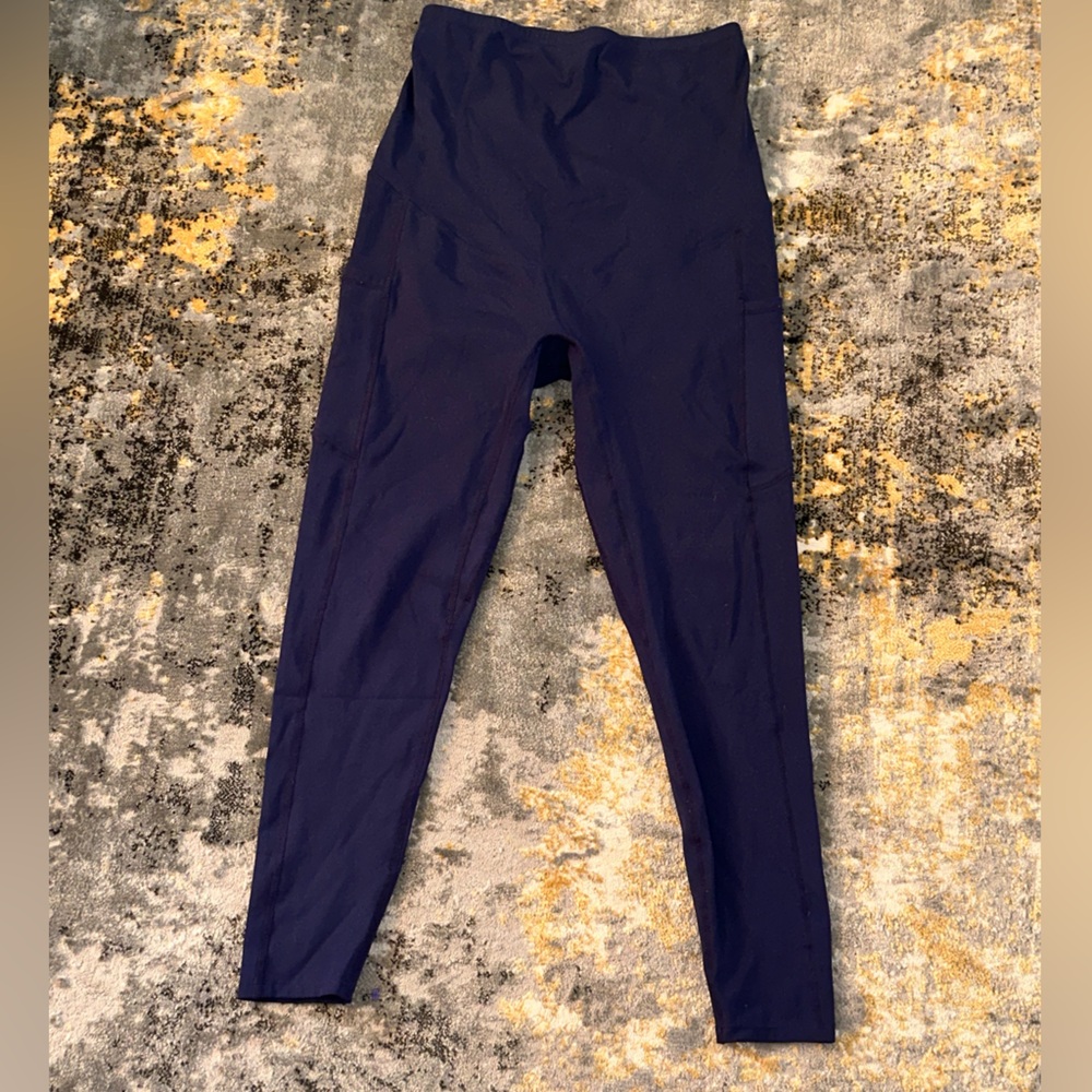 Navy Over the Belly Maternity Leggings Size Large